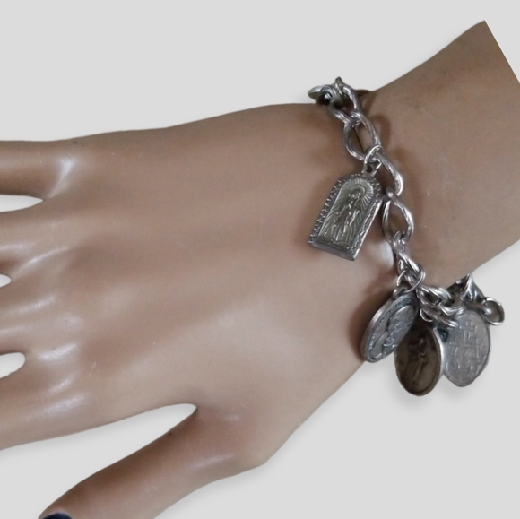 Hand Crafted Repurposed Vintage Religious Relic Mother Theresa Charm Bracelet - Picture 13 of 13